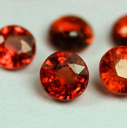 Saphir rund rot orange - saphir,