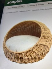 Ovale Korbmuschel für Katze L 50xB40xH35 ,handgeflochten aus Rattan ,Kissen