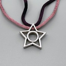 Jette Joop Stern Anhänger 925er Silber - Stoffbänder Rosa Lila
