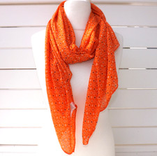 Schal  ITALY Damen Langschal Tuch Baumwolle mit Seide Punkte orange