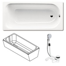 Badewanne Komplettset Kaldewei Saniform Plus 373-1 / 170 x 75 cm Träger Ablauf