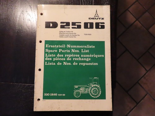 Deutz ersatzteilliste 2506 - ersatzteilliste,