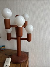 Waldi Leuchten Tischlampe aus den 70er Jahren – Teakholz, 5-flammig, Mid-Century