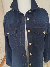 SCHIFFHAUER MUNICH® Jeansjacke, Strass Hemdblusenkragen Brusttaschen Gr.  36