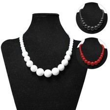 auffällige Perlenkette Acryl rot schwarz weiß große Perlen Halskette Kette 50 cm