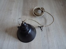 Alte Werkstattlampe, um 1950, schwarzer Kunststoffschirm, Drehschalter top