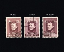 Österreich 1947 " Franz Grillparzer " Mi 802  in allen drei Varianten gestempelt