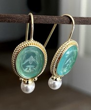 Wunderschöne elegante Vintage Ohrringe Luxus Ohrstecker Türkis Retro Boho