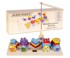 KRUZZEL Magnetisches Angelspiel, Holzpuzzle, Sortierer, Montessori-Lernspielzeug