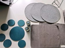 Tischsets ♧ Platzsets ♧ Kerzenhalter ♧ 10-teilig  ♧ Grau Petrol 