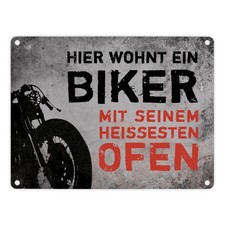 Metallschild mit Motorrad