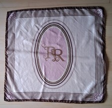 Vakko Tuch Seidentuch 53 x 51 rosa braun eierschale Monogramm RR