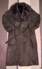 Shearling Echter Lammfellmantel  anthrazit Wildleder Fellmantel Wintermantel 