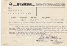 HAGEN WESTF., Brief 1937, SCHMIEDAG Vereinigte Gesenk-Schmieden AG
