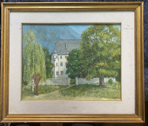 ölgemälde castel neumelans - castel,