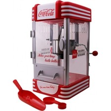 Coca-Cola SNP-27CC Kettle Popcorn Maker elektrisch Drucktasten Kurbel Rot-Weiss 