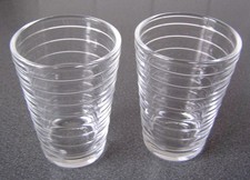2x IITTALA Glas Trinkglas Wasserglas mit Rillen, 330ml - Design Aino Aalto