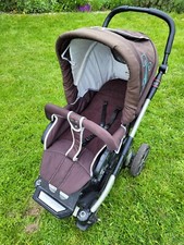 Kinderwagen Hartan Racer GT braun/blau 3 in 1 mit Softtragetasche, Insektennetz