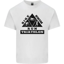 Triathlon Dreieck Laufen Schwimmen Radler Herren Baumwolle Maglietta T-Shirt