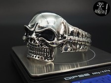 XXL Armspange Totenkopf Edelstahl Massiv Skull Schwer Biker Armband Rocker NEU