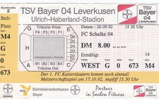 Eintrittskarte Bayer Leverkusen - Schalke 04, 26.09.1992