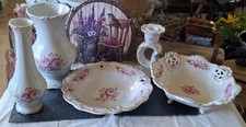 5 tlg Konvolut Weimar Porzellan Porzellan Schale Teller Kerzenhalter Vasen Rose 