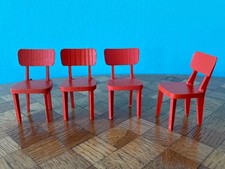 4x  Stuhl Stühle Lundby rot   1:18   Puppenstube Puppenhaus dollhouse  chair