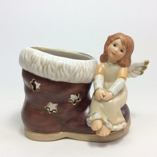 GOEBEL 41-285-07-3 Engel Teelicht Morgen kommt der Weihachtsmann champagner