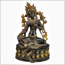 Grüne Tara Statue Messing schokogold 36cm 4,3kg Buddhismus Beschützerin Buddha