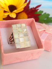 Phantastischer großer Ring Silber 925, besetzt mit Perlmutt Steinen, 18,1mm