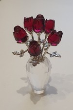 Swarovski Kristall Blumenvase mit roten Rosen ca 7 cm