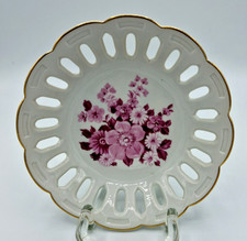 Porzellan Schale Bonboniere Krone 1877 GDR mit Blumenmotiv, d ca 17 cm h ca 4 cm