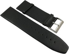 28mm Kalbsleder Uhrenarmband Uhrenband Uhrband Schwarz mit Silberschließe