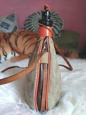 Feldflasche Trinkflasche Wildleder beige