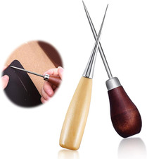 2 Stück Vorstecher Ahle mit Holzgriff Leder Nähahle Rundklinge zum Stanzen