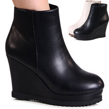 Damenschuhe Keilabsatz Stiefeletten Plateau Keil Booties  Ankle Boots Trendy