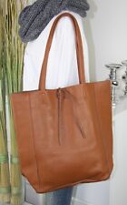 ITALY HANDTASCHE Leder Tasche ECHT Ledertasche Henkel SHOPPER Bag COGNAC H/M-8