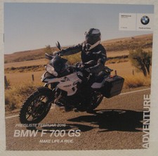 BMW Motorrad Prospekt: F 700 GS - Preisliste Februar 2016, Druckdatum 01/2016