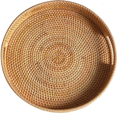 Rundes rattan serviertablett - rundes,