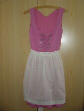 hochwertig verarbeitetes Dirndl Gr. 30  rosa/weiß/blauem Schürze Lochstickerei
