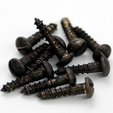 10 Stück DIN 96 3,5mm Schraube Holzschraube Halbrund Schlitz Antik Schwarz