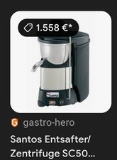 Santos Entsafter/Zentrifuge mit Spezialbehälter für Fruchtfleisch