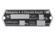 Typenschild für Miele