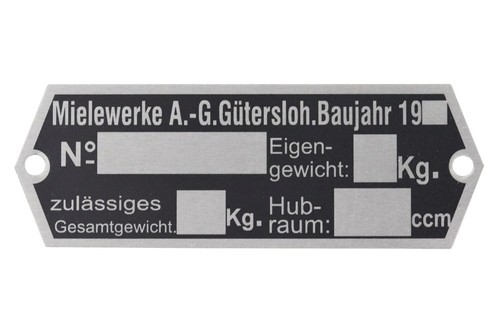 Typenschild für miele - für,