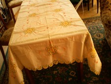 RARITÄT  festliches Tafeltuch Tischdecke riesengroß bestickt Hochzeit