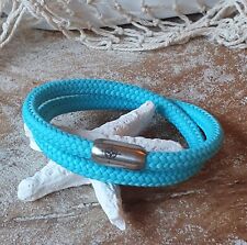 Armband "Kompass" Segeltau 6mm Türkis + Edelstahl Magnetverschluss