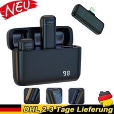 3St.Wireless Mikrofon mit Ladebox Kabellos Tragbares Digitales Mikrofon USB-C DE
