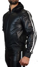 AW8080 Lederjacke mit Kapuze