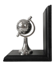 Buchstütze Deko Figur Globus Weltkugel silber Metall Dekoobjekt Skulptur Statue