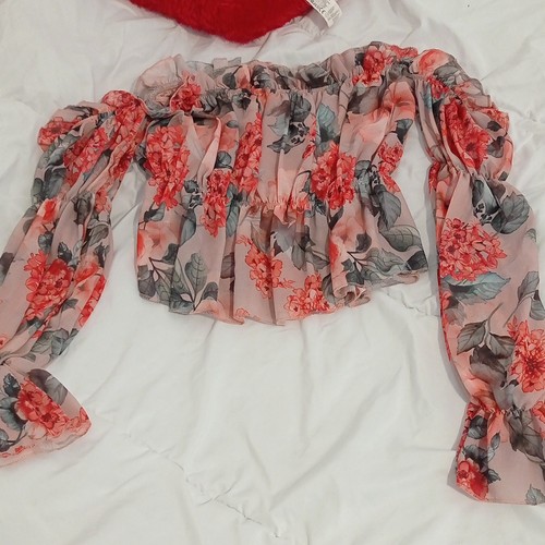 Chiffon bluse schulterfrei - chiffon,